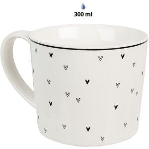 Clayre & Eef 6CEMU0144 Tazza bianca con cuori neri...