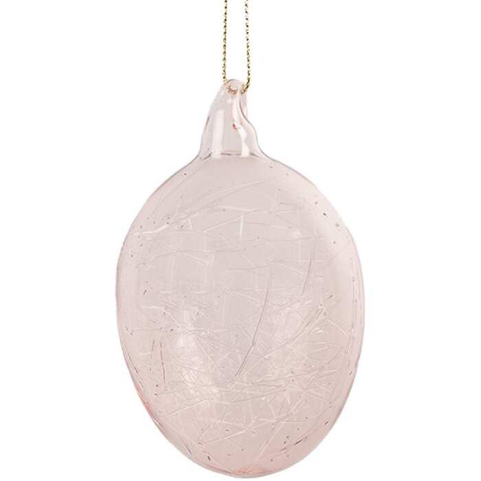 Clayre & Eef 6GL4447 Decorazione Uovo in vetro rosa Ø 6x10 cm Stile country