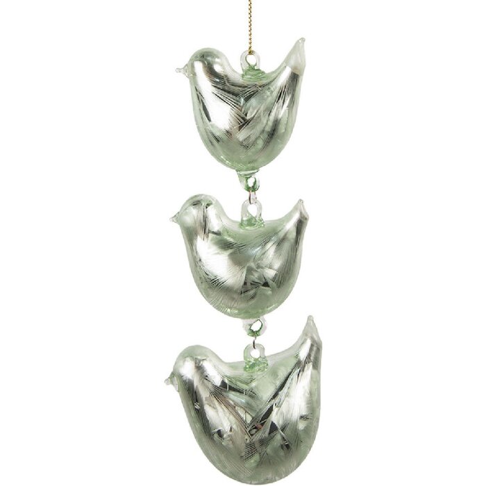 Clayre & Eef 6GL4455 Decorazione Appendino Uccelli Verde 7x5x16 cm