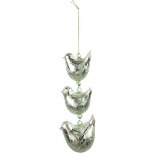 Clayre & Eef 6GL4455 Decorazione Appendino Uccelli Verde 7x5x16 cm