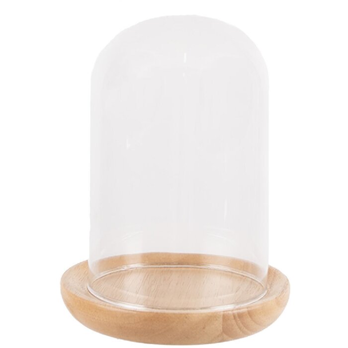 Clayre & Eef 6GL4481 Campana di vetro sottobicchiere in legno Ø 13x16 cm