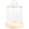 Clayre & Eef 6GL4483 Vaso a campana in vetro con base in legno Ø 13x18 cm