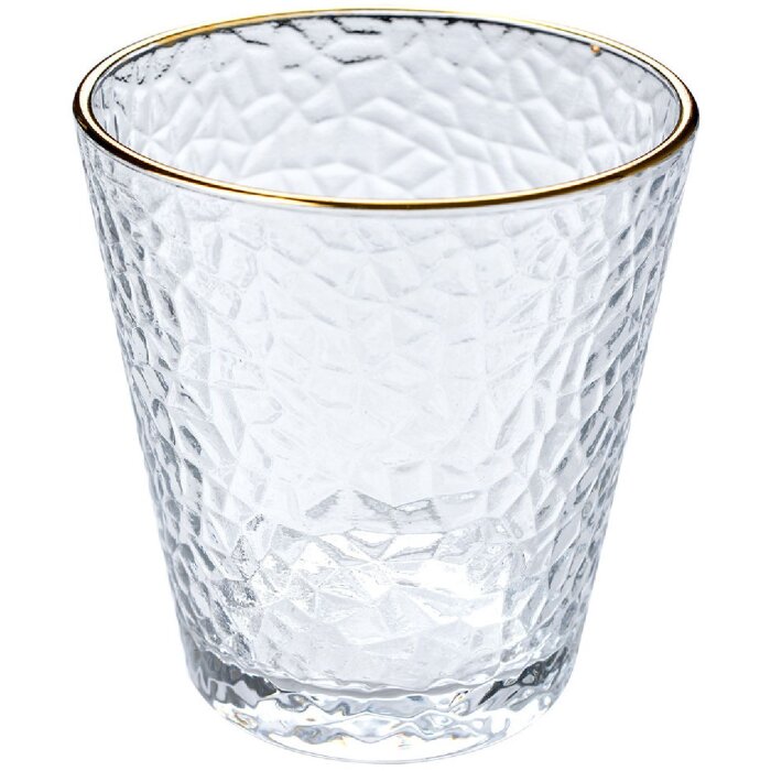 Clayre & Eef 6GL4877 Bicchiere con bordo dorato 300 ml Ø 9x9 cm