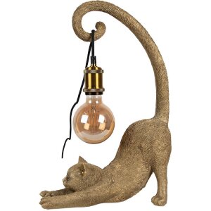 Clayre & Eef 6LMP788 Lampada da tavolo Cat Gold 31x17x49 cm E27/max 1x60W
