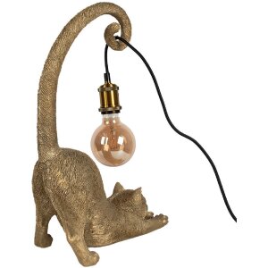 Clayre & Eef 6LMP788 Lampada da tavolo Cat Gold 31x17x49 cm E27/max 1x60W