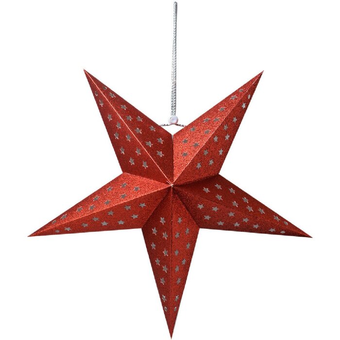 Clayre & Eef 6PA0512SR Decorazione stella rossa 30x10x30 cm
