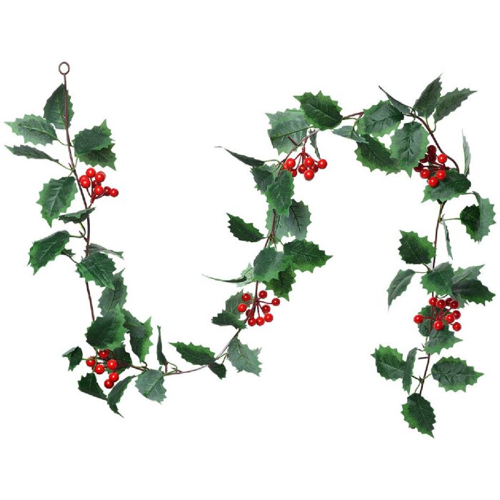Clayre & Eef 6PL0280 Ghirlanda di fiori artificiali 170 cm verde rosso