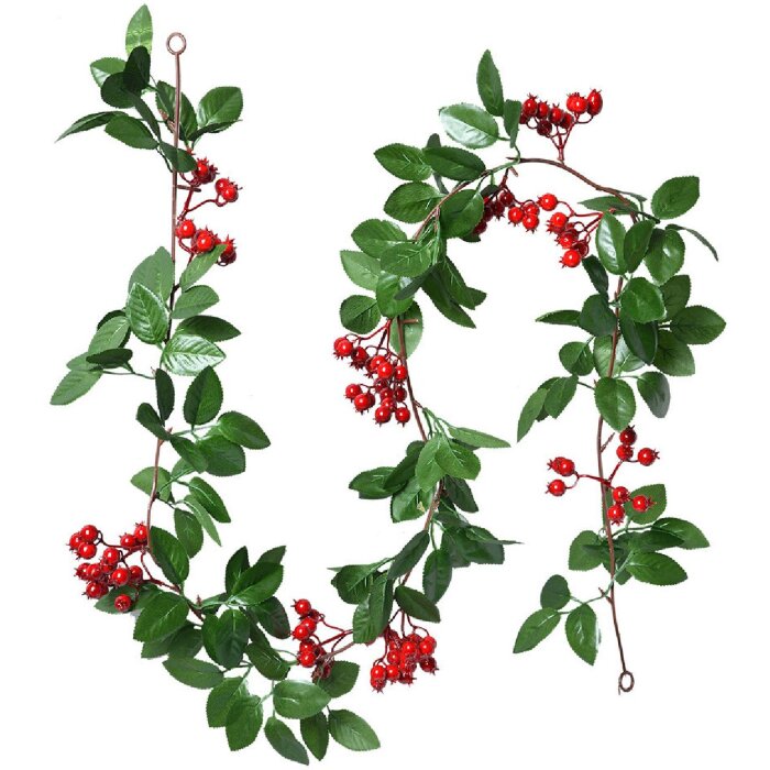 Clayre & Eef 6PL0281 Ghirlanda di fiori artificiali rosso verde 180 cm