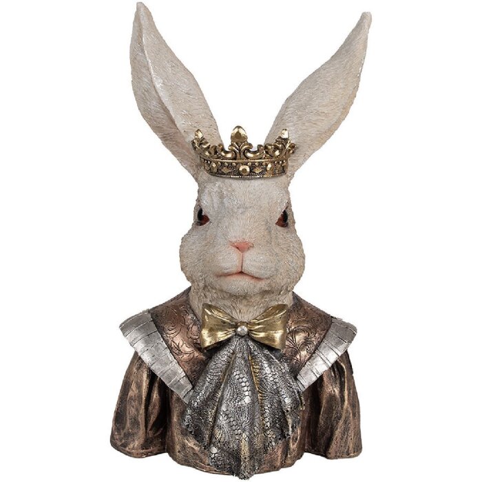 Clayre & Eef 6PR4138 Decorazione Coniglio con corona 23x18x40 cm