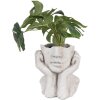 Clayre & Eef 6TE0498L Vaso da fiori Face 20x17x22 cm Grigio