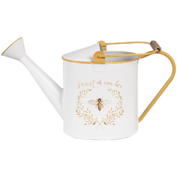 Clayre & Eef 6Y5510 Decorazione Annaffiatoio Bianco Giallo 39x13x21 cm