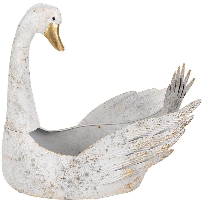 Clayre & Eef 6Y5513 Portapiante Cigno Bianco 44x26x43 cm
