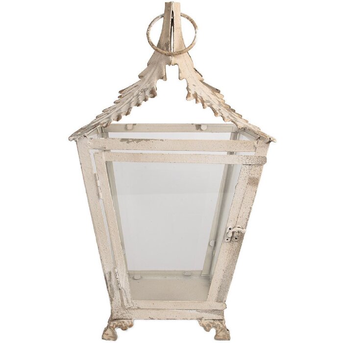 Clayre & Eef 6Y5585 Lanterna Beige 26x26x47 cm Vetro ferro antico