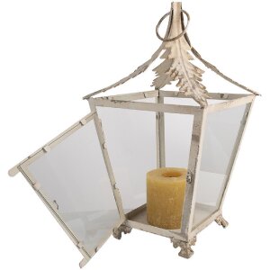 Clayre & Eef 6Y5585 Lanterna Beige 26x26x47 cm Vetro ferro antico