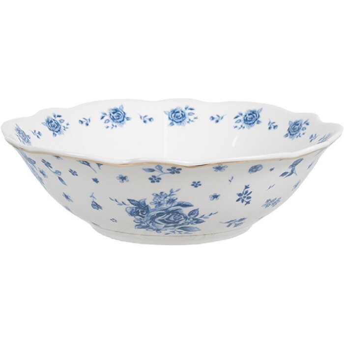 Zuppiera Clayre & Eef BRBBO Porcellana Bianco Blu Ø 15x5 cm 350 ml