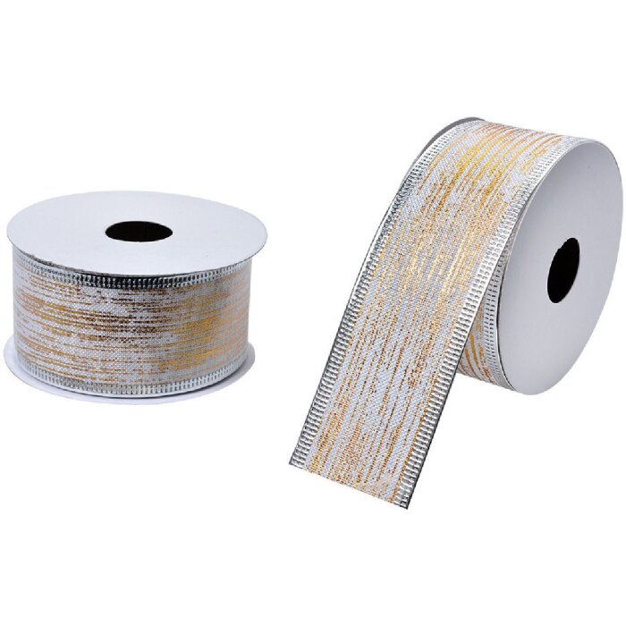 Clayre & Eef LI0122 Nastro color oro bianco 3,8 cm x 2,7 m