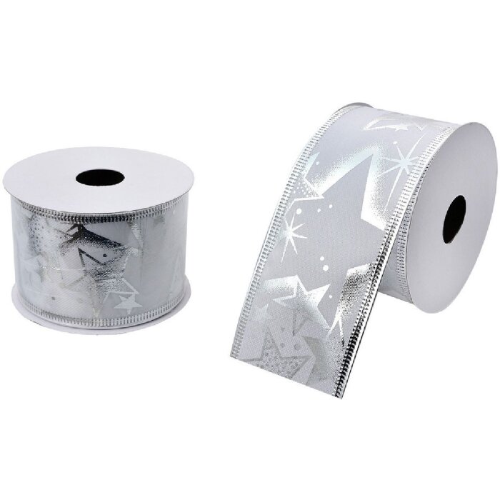 Clayre & Eef LI0125 Nastro bianco color argento 5 cm x 2,7 m