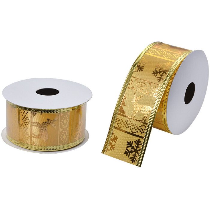 Clayre & Eef LI0127 Nastro color oro 3,8 cm x 2,7 m Stile country