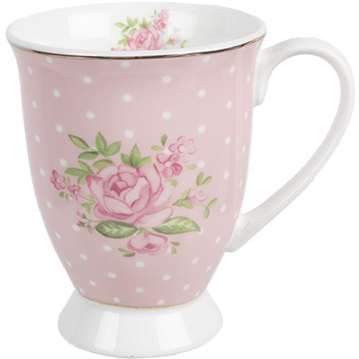 Clayre & Eef SWRMU-2 Tazza in porcellana rosa viola 12x8x10cm 300ml