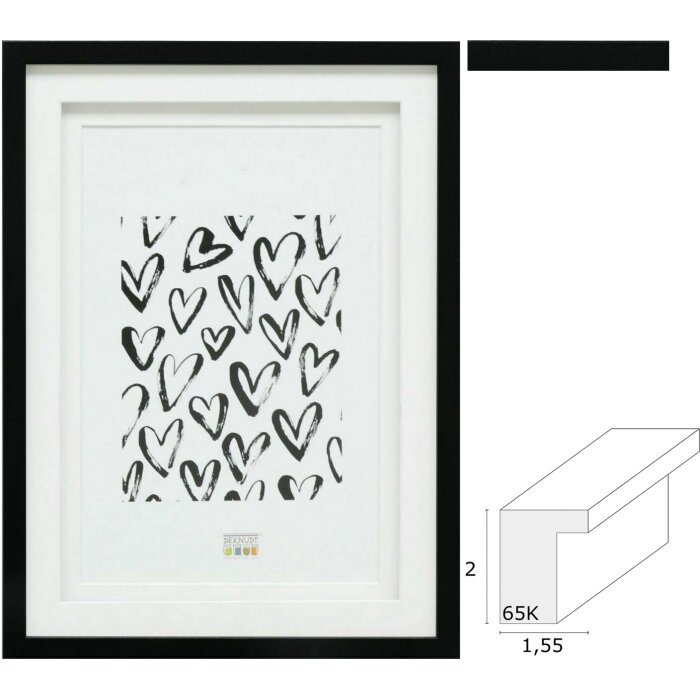 Deknudt S65KK2 Cornice nera doppia Passepartout da 10x15 cm a 20x30 cm