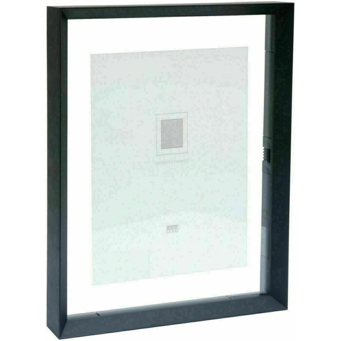 Deknudt S028K2 Cornice in vetro nero alluminio Striscia fluttuante effetto foto 20x30 30x40cm