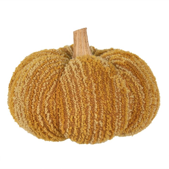 Clayre & Eef 65448 Zucca decorativa in poliestere giallo Ø 15x12 cm Stile country