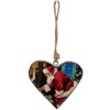 Clayre & Eef 6H2386L Appendino Cuore Rosso Marrone 13x2x13 cm Legno