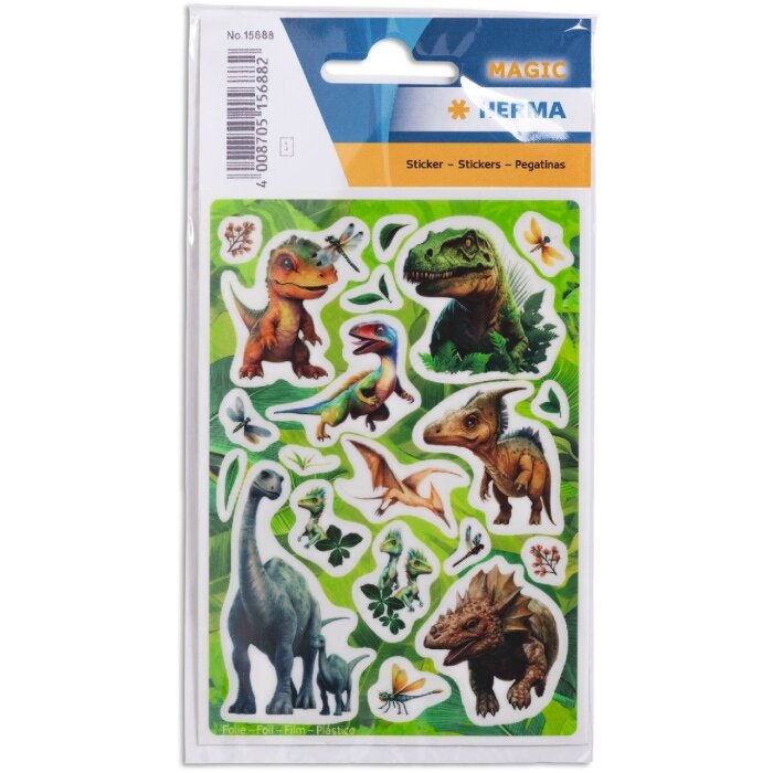 HERMA 15688 Adesivi Dino World Foil 20 pezzi motivi realistici di dinosauri