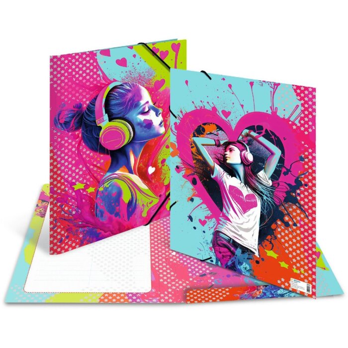 HERMA 19577 Cartella A3 in cartone Music Girl con chiusura elastica