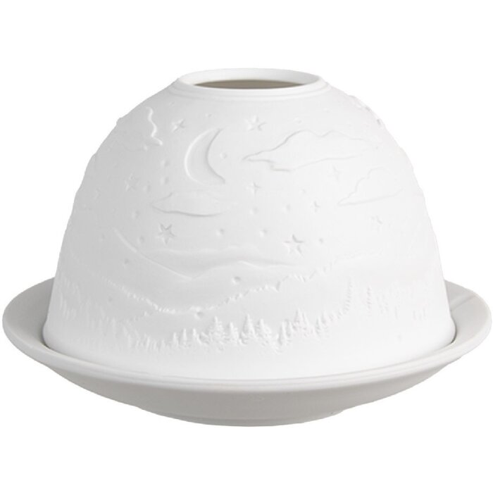 Clayre & Eef 6CE1815 Portacandele Bianco Ø 12x8 cm Porcellana Stile Country