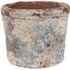 Clayre & Eef 6TE0526S Vaso da fiori in terracotta beige blu Ø 12x10 cm Stile country
