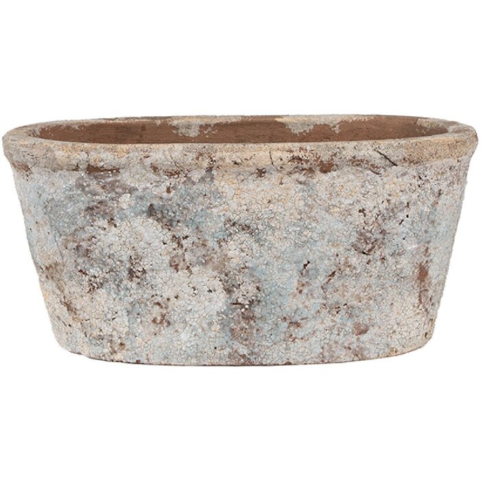 Clayre & Eef 6TE0528L Vaso da fiori in terracotta beige blu 26x13x12 cm Stile country