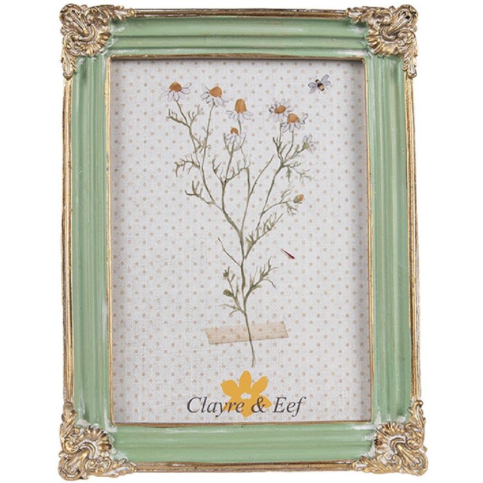 Clayre & Eef 2F1141 Portafoto 16x2x21 cm Verde Oro Stile Bohemien