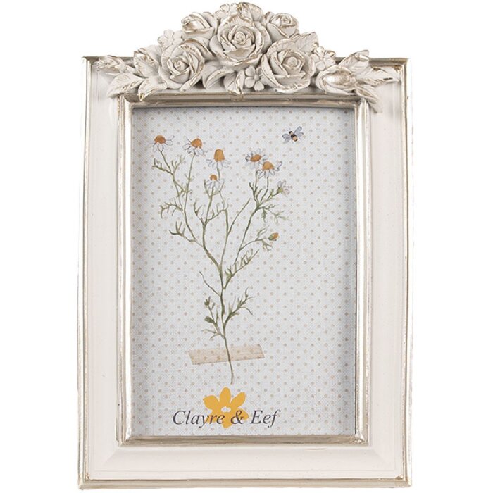 Clayre & Eef 2F1142 Cornice per quadri Bianco Argento 14x2x22 cm / 10x15 cm