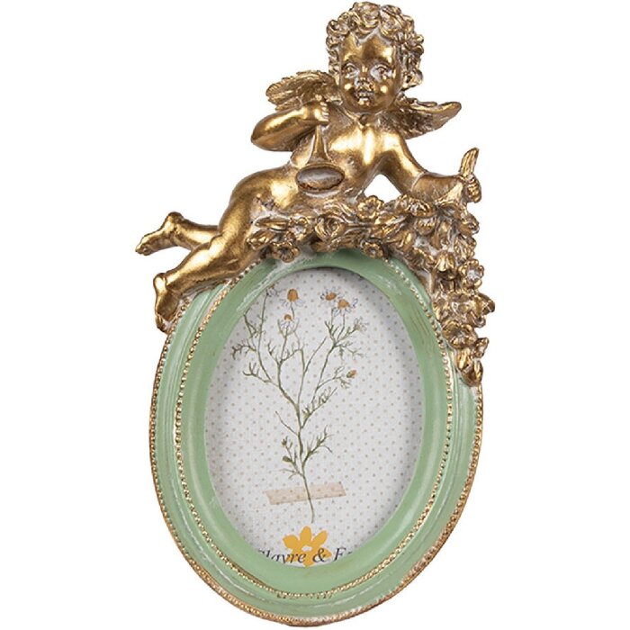 Clayre & Eef 2F1145 Cornice verde oro 10x3x16 cm 6x9 cm
