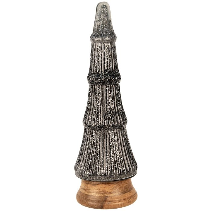 Clayre & Eef 65387 Albero di Natale Argento Nero Ø 15x44 cm