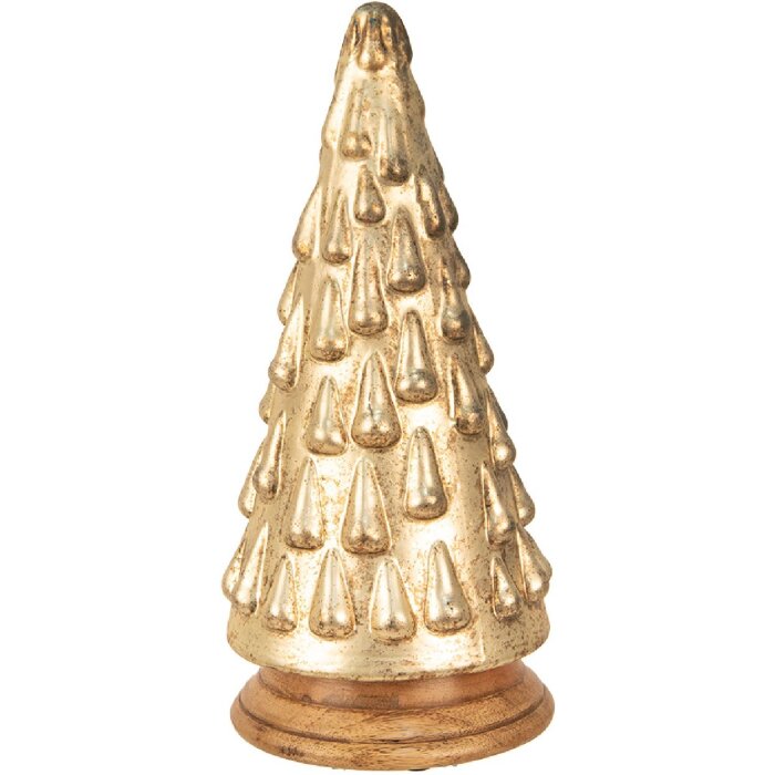 Clayre & Eef 65390 Albero di Natale oro Ø 15x32 cm vetro legno stile country