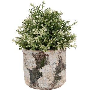 Clayre & Eef 6TE0516L Vaso da fiori in terracotta beige verde Ø 17x15 cm Stile country