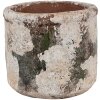 Clayre & Eef 6TE0516L Vaso da fiori in terracotta beige verde Ø 17x15 cm Stile country
