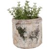Clayre & Eef 6TE0516S Vaso da fiori in terracotta beige verde Ø 12x11 cm Stile country