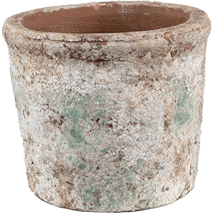 Clayre & Eef 6TE0519S Vaso da fiori in terracotta beige blu Ø 13x11 cm Stile country