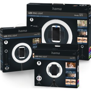 Hama 20497 LED Ring Light SpotLight Smart 80 II Set per smartphone Nero