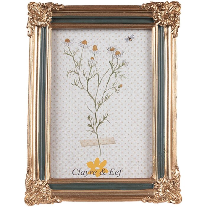 Clayre & Eef 2F1148 Portafoto Oro Verde 13x2x18 cm 10x15 cm