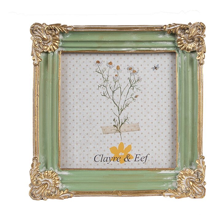 Clayre & Eef 2F1149 Portafoto Verde Oro 13x2x13 cm 10x10 cm