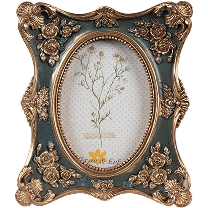 Clayre & Eef 2F1151 Portafoto Verde Oro 11x2x13 cm 6x9 cm