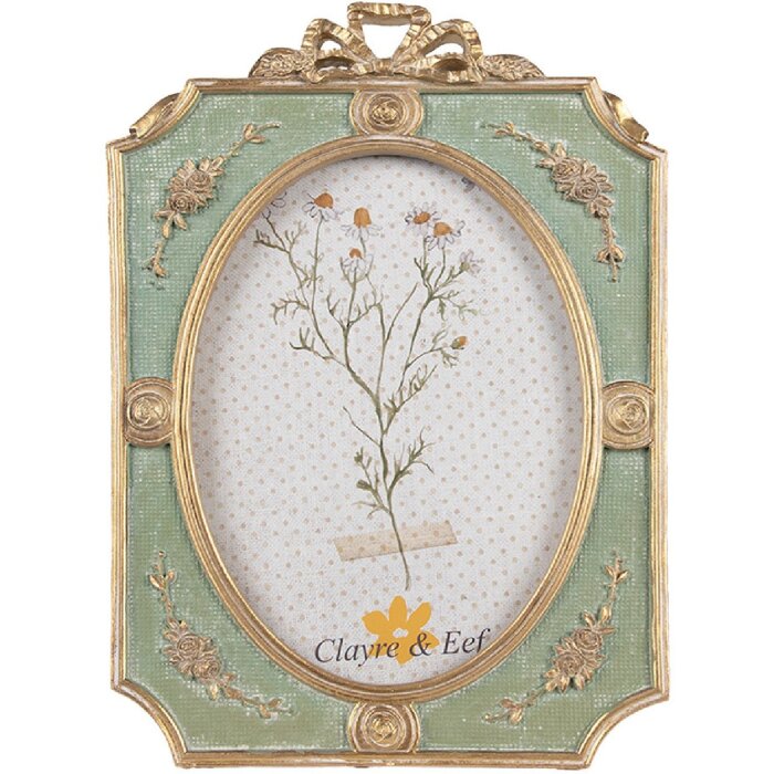 Clayre & Eef 2F1154 Cornice per foto color oro verde 16x2x24 cm 13x18 cm