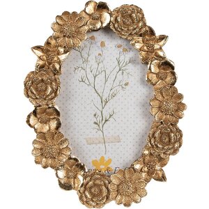 Clayre & Eef 2F1156 Cornice per foto 10x15 cm Oro Ovale
