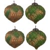 Clayre & Eef 6GL4509 Set di 4 gingilli natalizi verde oro 27x26x13 cm Ø 15x15 cm
