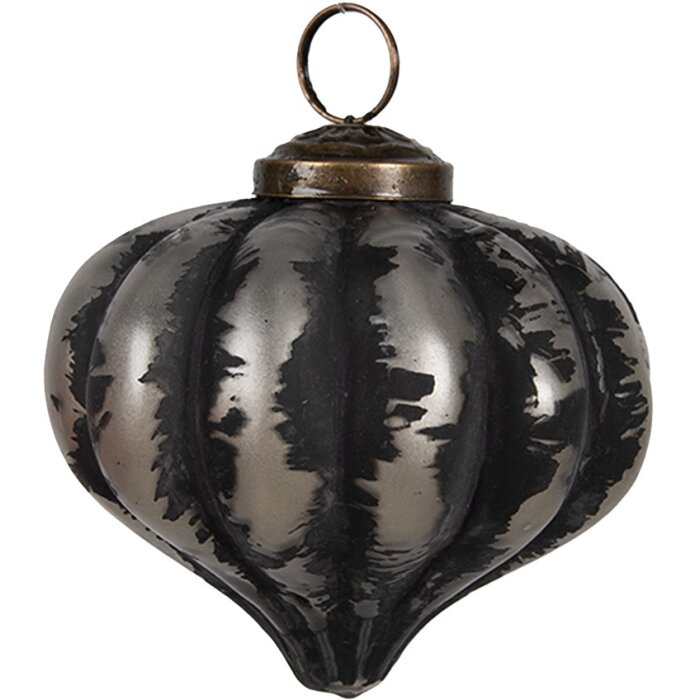 Clayre & Eef 6GL4691 Albero di Natale in vetro Ø 8x8 cm Nero Grigio