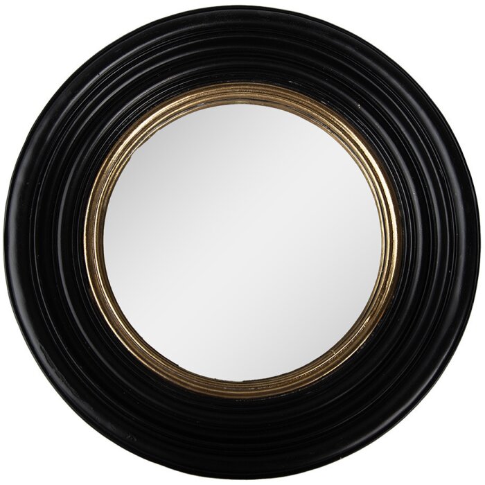 Specchio Clayre & Eef 62S302 Ø 31x4 cm Nero Oro Retrò Vintage